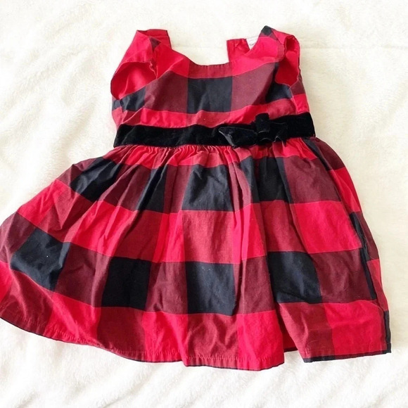 Carters red & black plaid holiday Christmas dress size 9 months - Picture 2 of 5